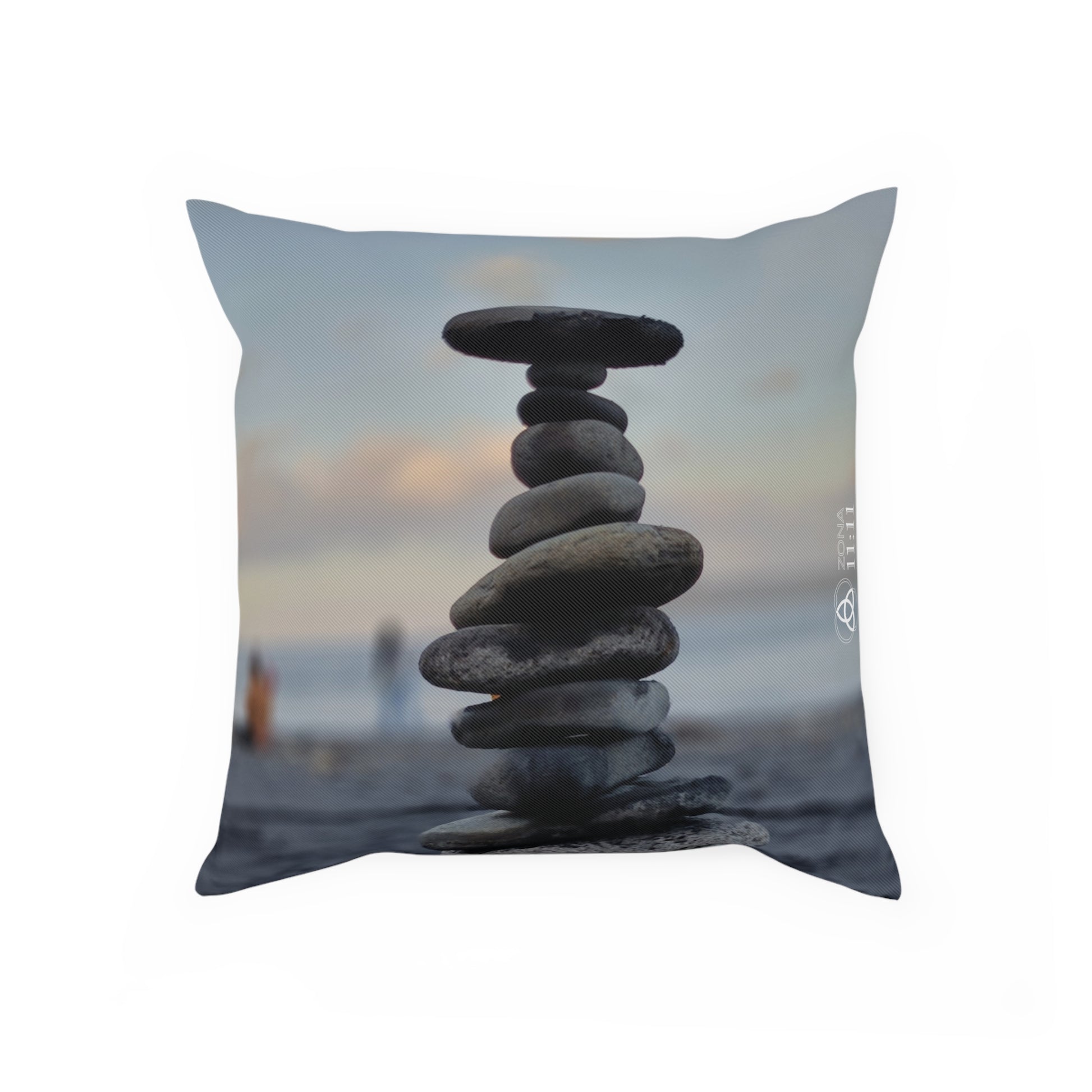Serene Stone Balancing Cushion, Meditation Decor, Zen Home Accessory, Gift for Yoga Lovers, Bohemian Pillow