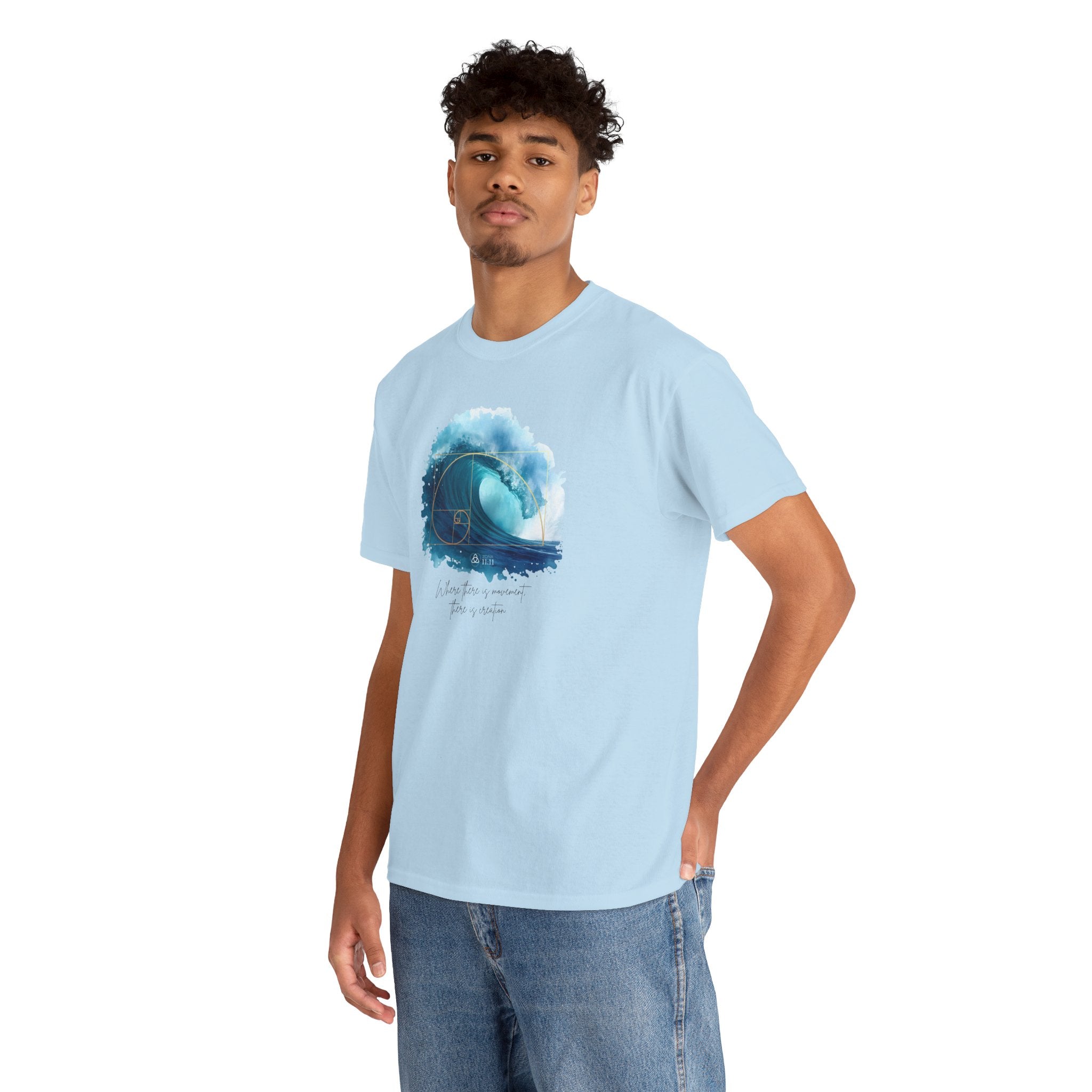 Espiral Dorada – Camiseta Unisex con Onda de la Vida (Light Blue)
