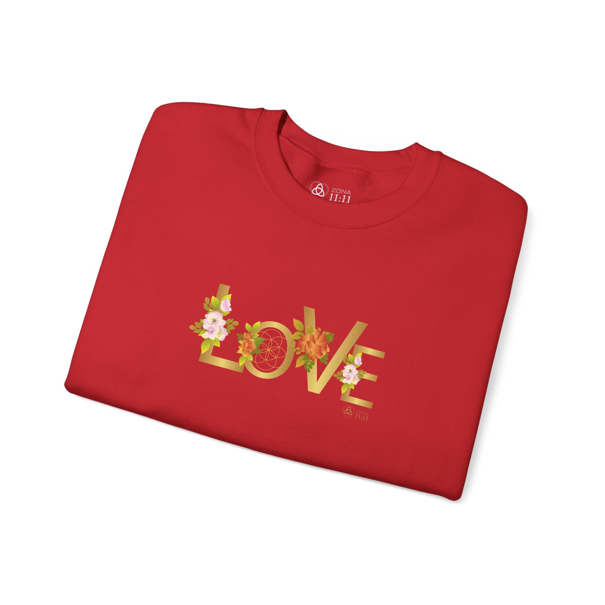 LOVE en Flor – Sudadera Unisex con Semilla de la vida
