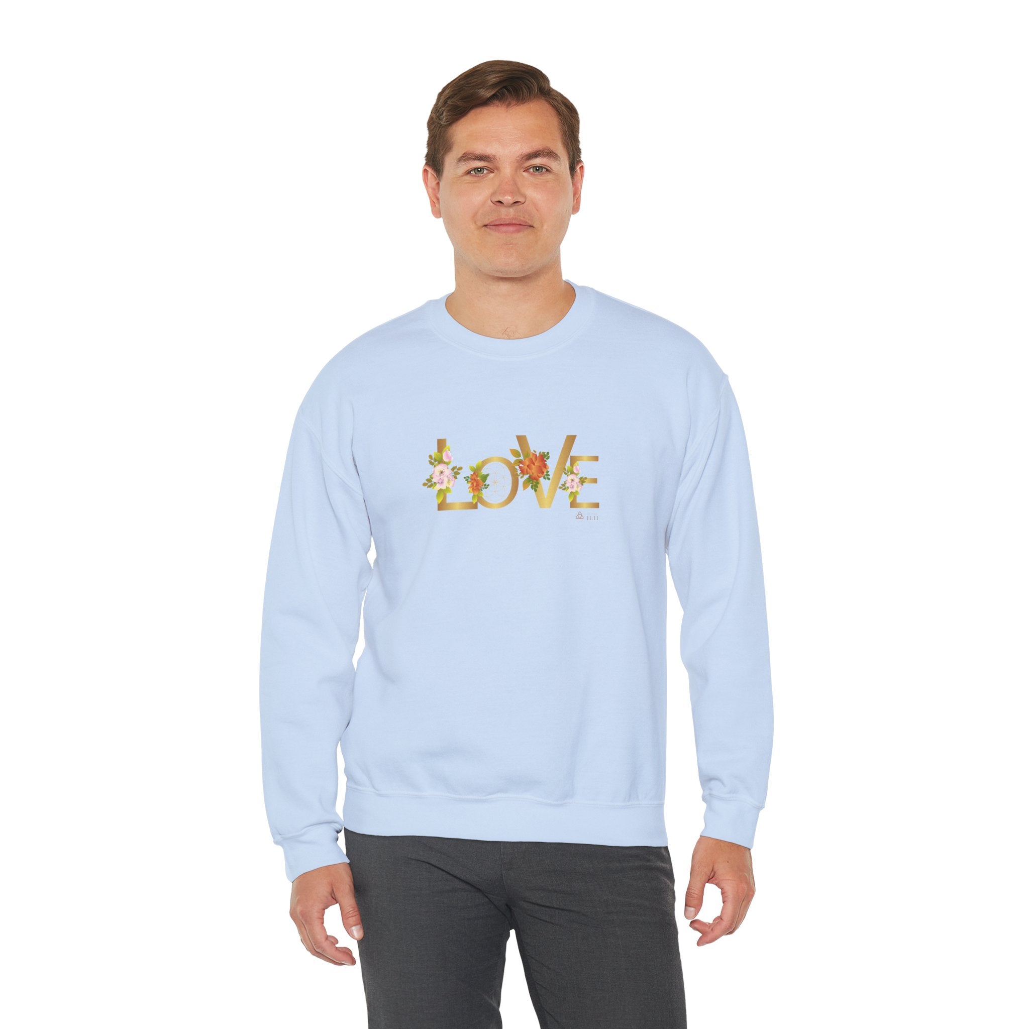 LOVE en Flor – Sudadera Unisex con Semilla de la vida