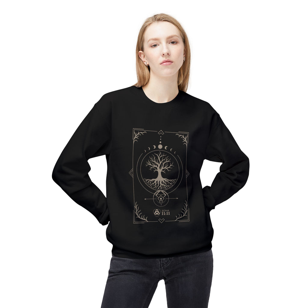 Árbol de la Vida – Sudadera Unisex con Fases Lunares y Geometría Sagrada