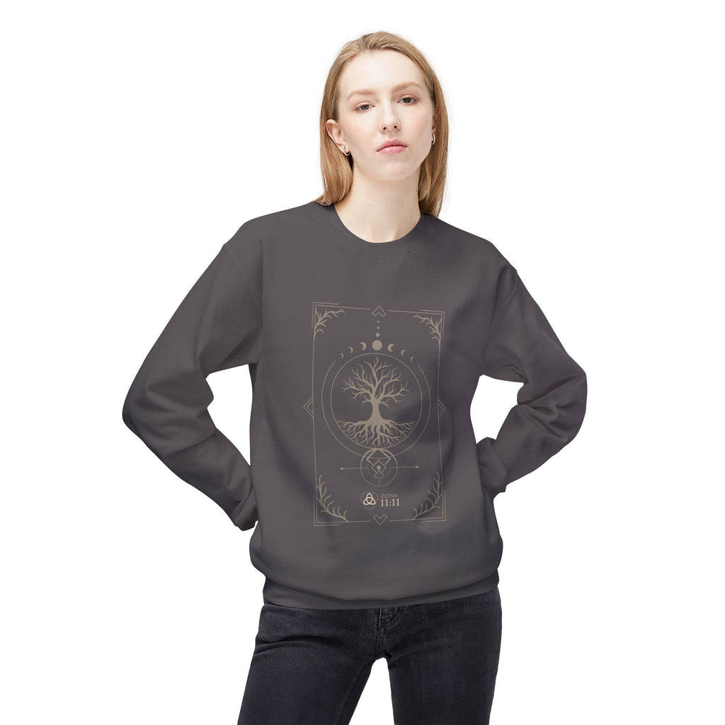 Árbol de la Vida – Sudadera Unisex con Fases Lunares y Geometría Sagrada