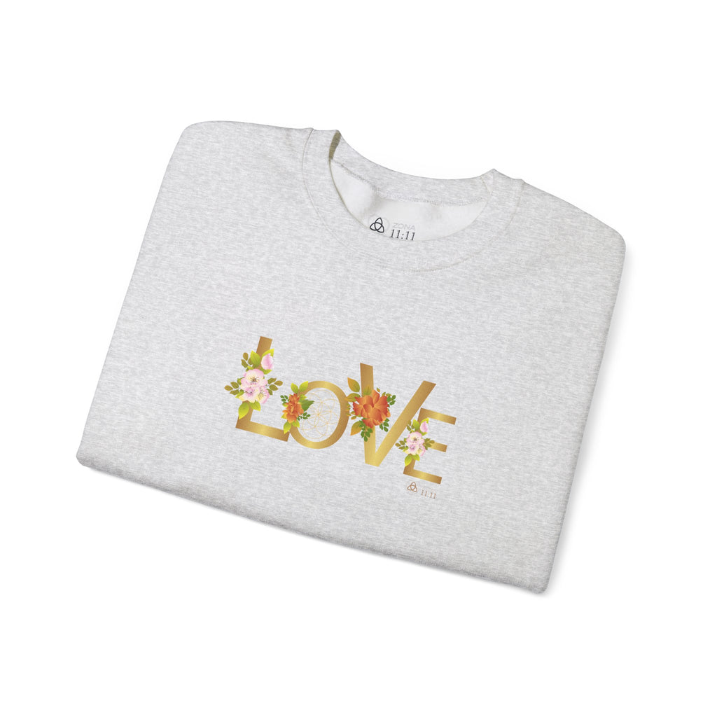 LOVE en Flor – Sudadera Unisex con Semilla de la vida