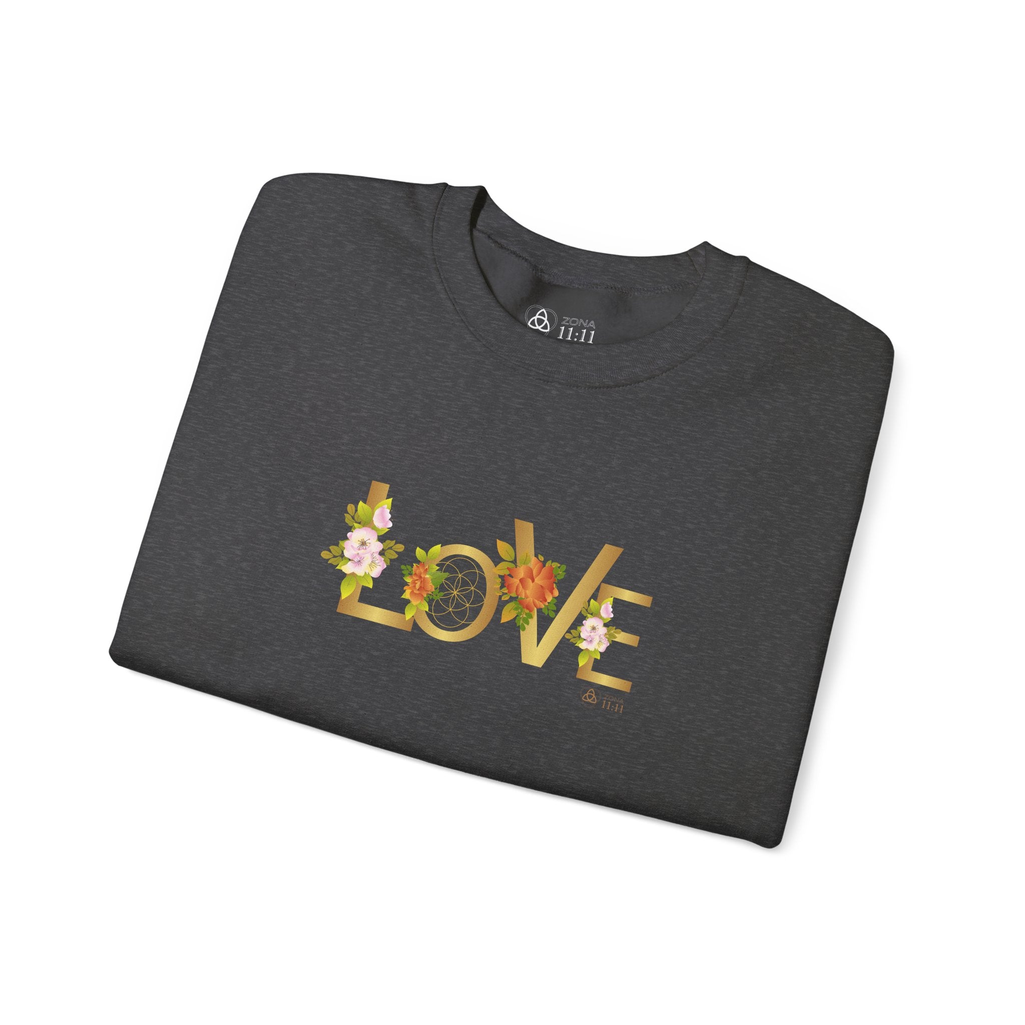 LOVE en Flor – Sudadera Unisex con Semilla de la vida