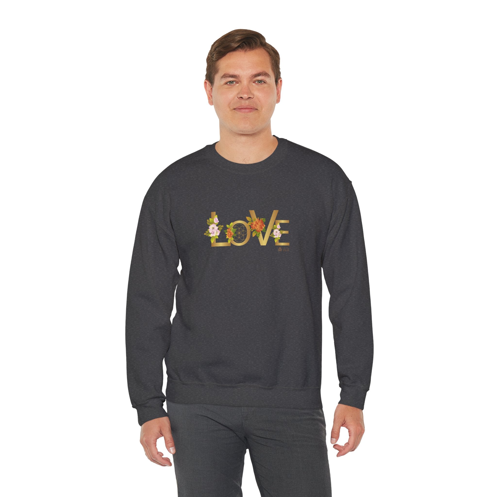 LOVE en Flor – Sudadera Unisex con Semilla de la vida