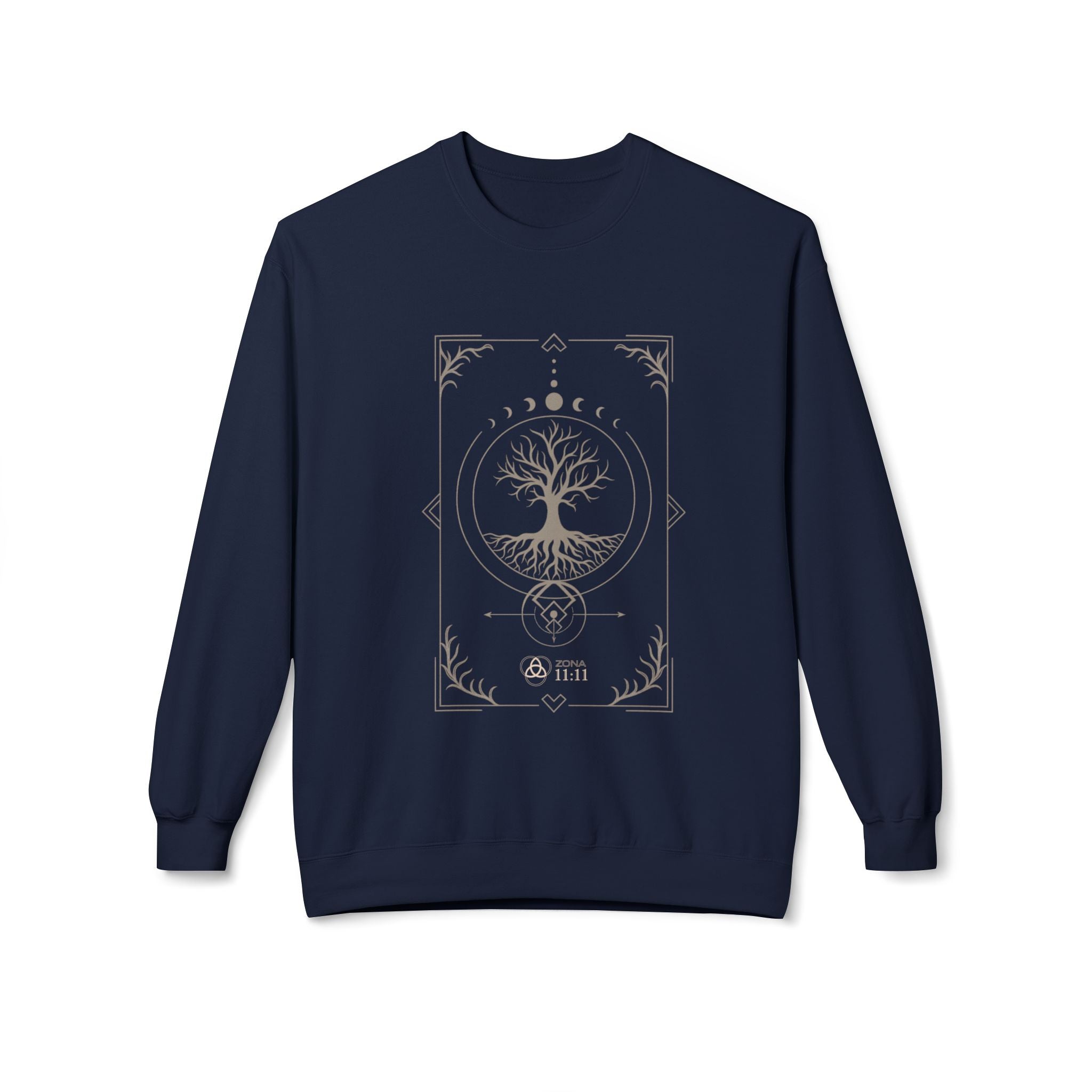 Árbol de la Vida – Sudadera Unisex con Fases Lunares y Geometría Sagrada