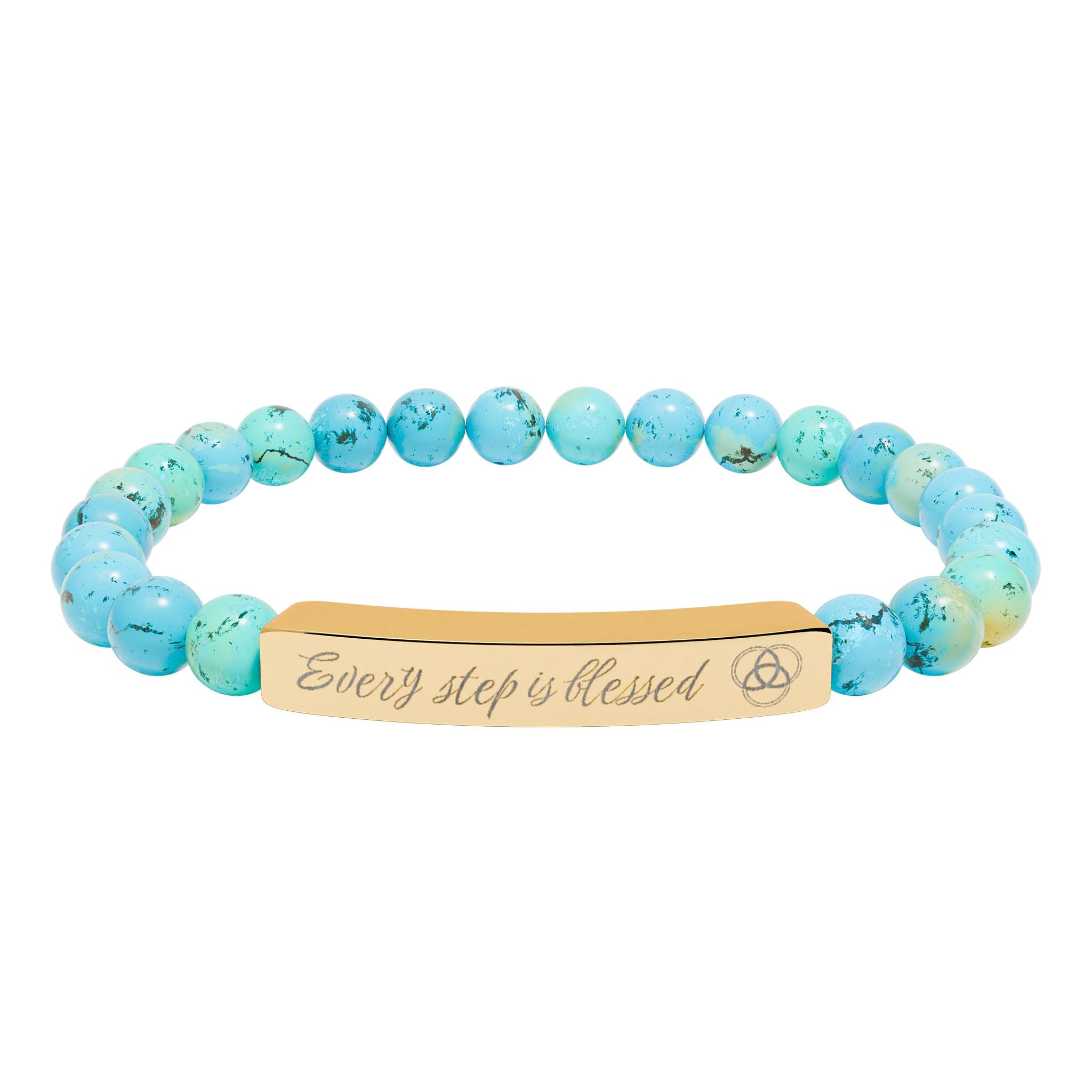 Pulseras en Piedra Natural y Barra Grabada – Every Step Is Blessed