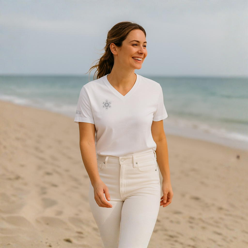 Luz de Metatrón – Camiseta Unisex Cuello V Minimalista