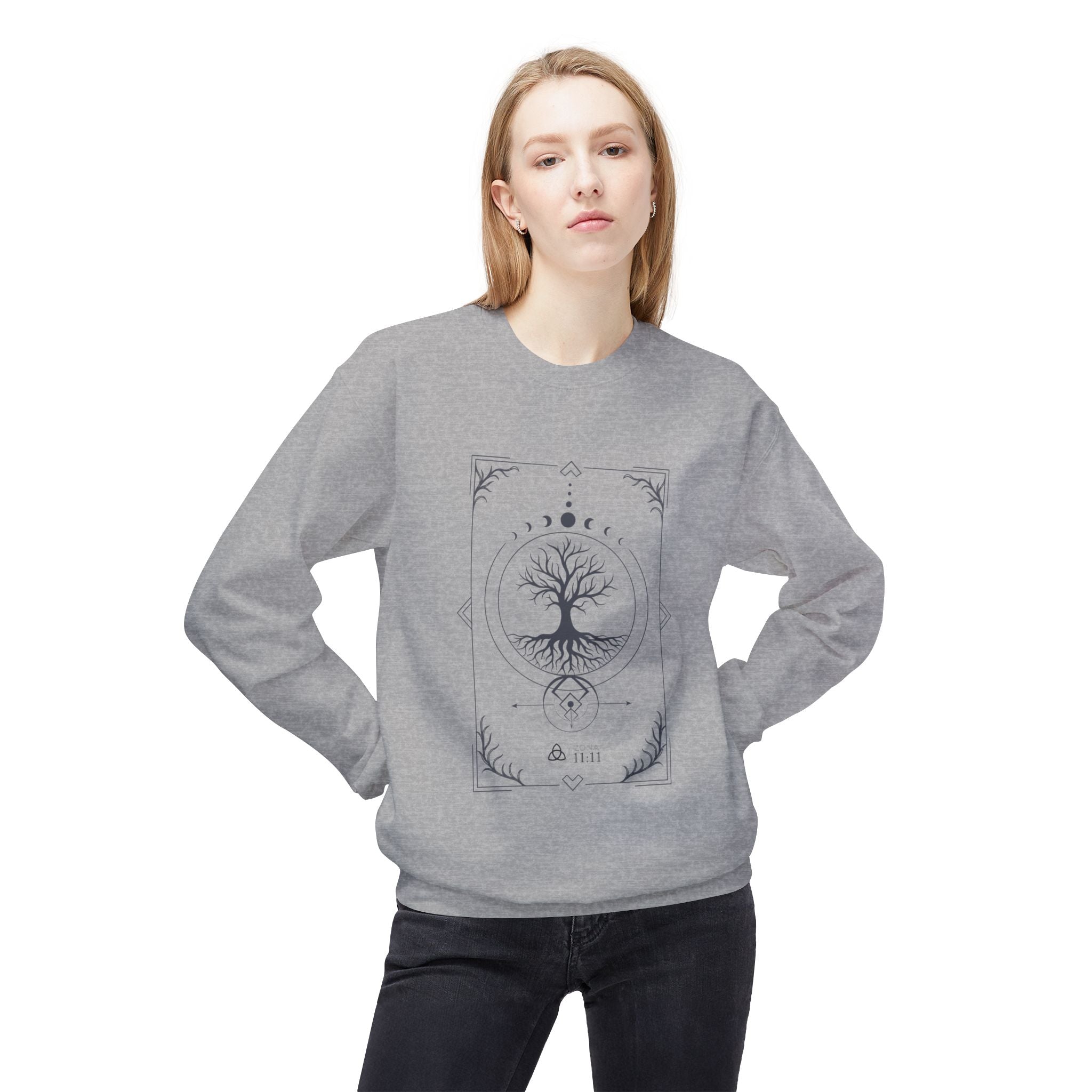 Árbol de la Vida – Sudadera Unisex con Fases Lunares y Geometría Sagrada