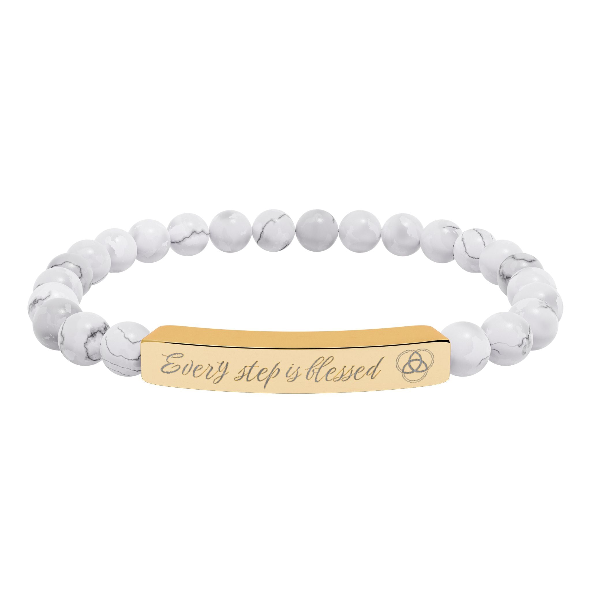 Pulseras en Piedra Natural y Barra Grabada – Every Step Is Blessed