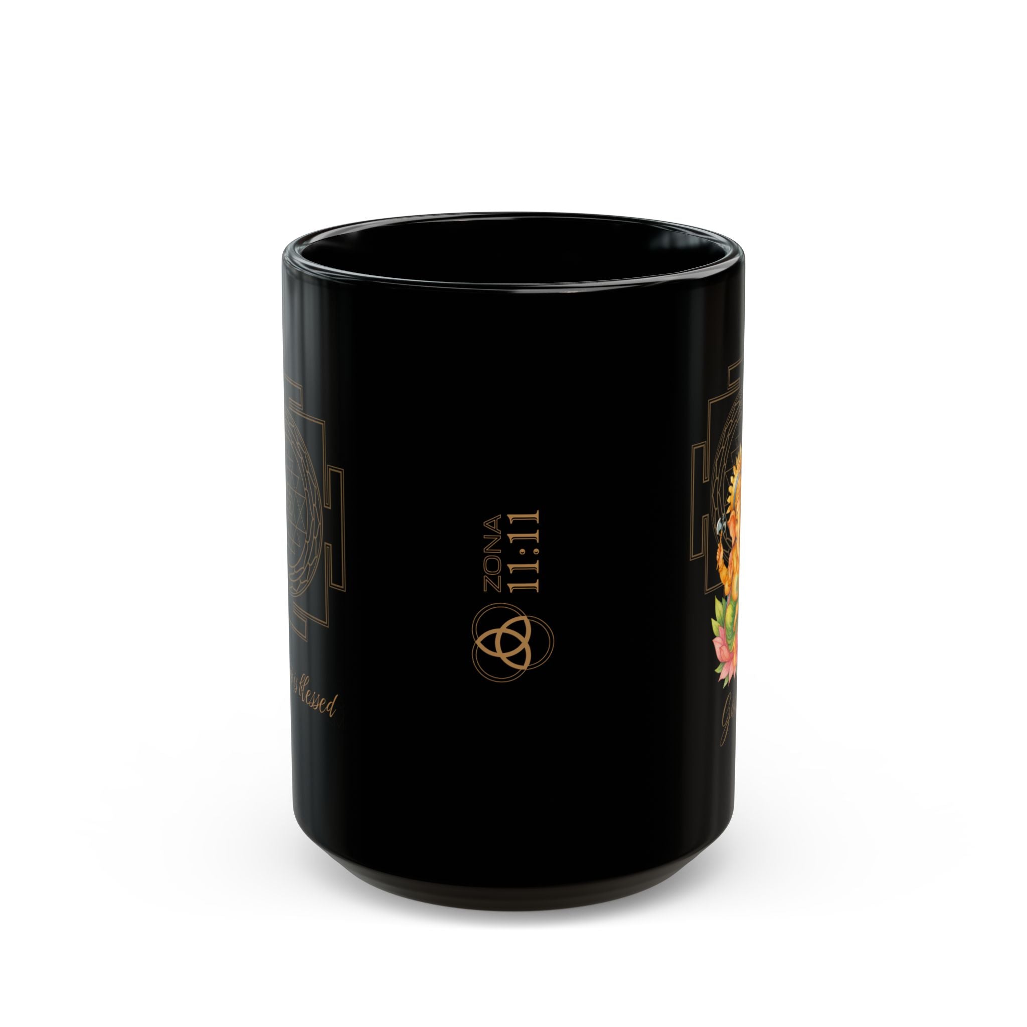 Ganesh Sagrado – Taza Negra Abundancia & Bendición (11oz & 15oz)