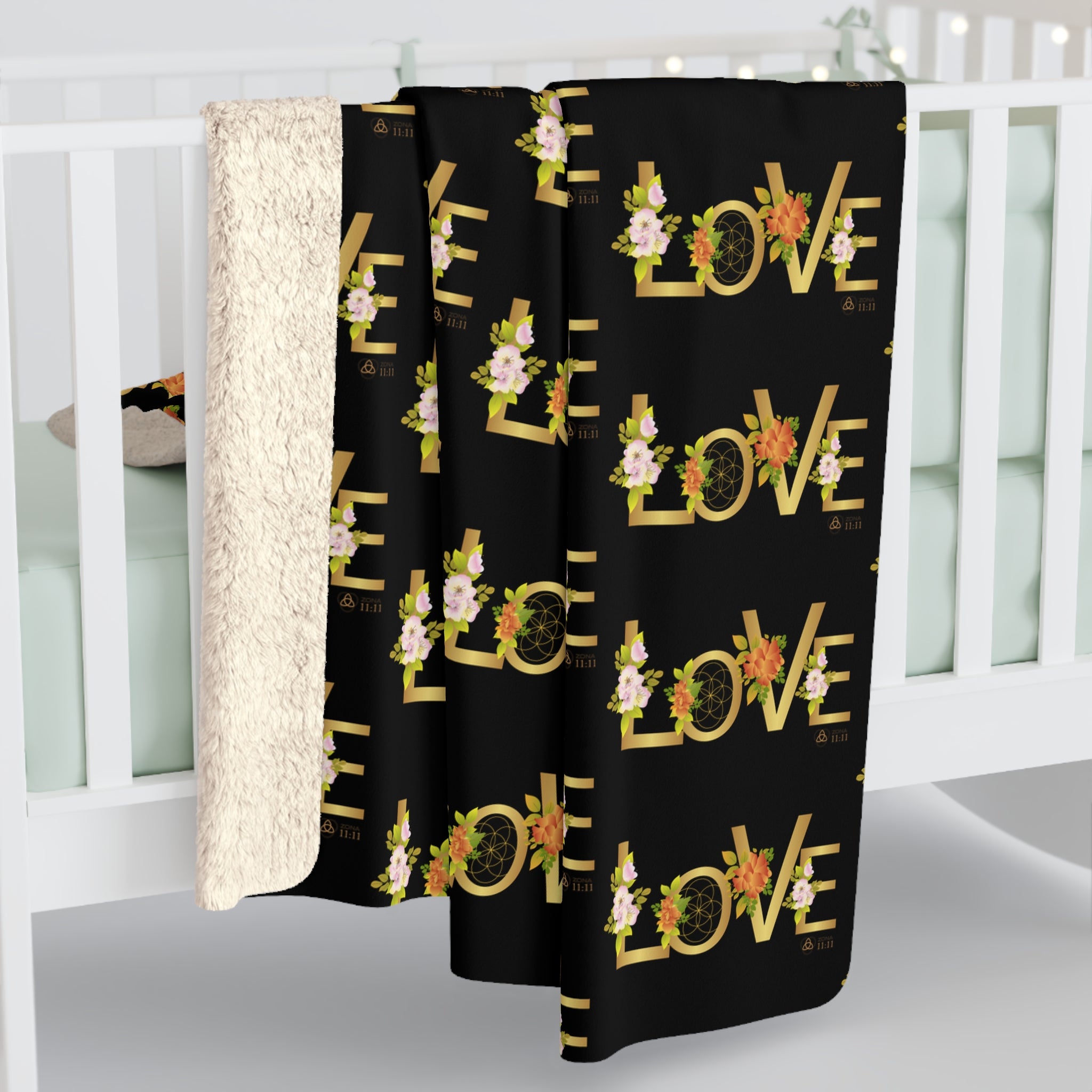 Amor que Abraza – Edición Noche – Manta Sherpa Semilla de la Vida