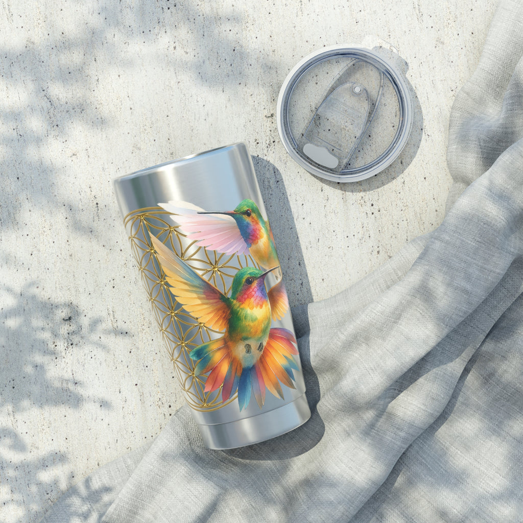 Vaso Térmico 20oz (590 ml) – Colibríes & Flor de la Vida “Joy is sacred”