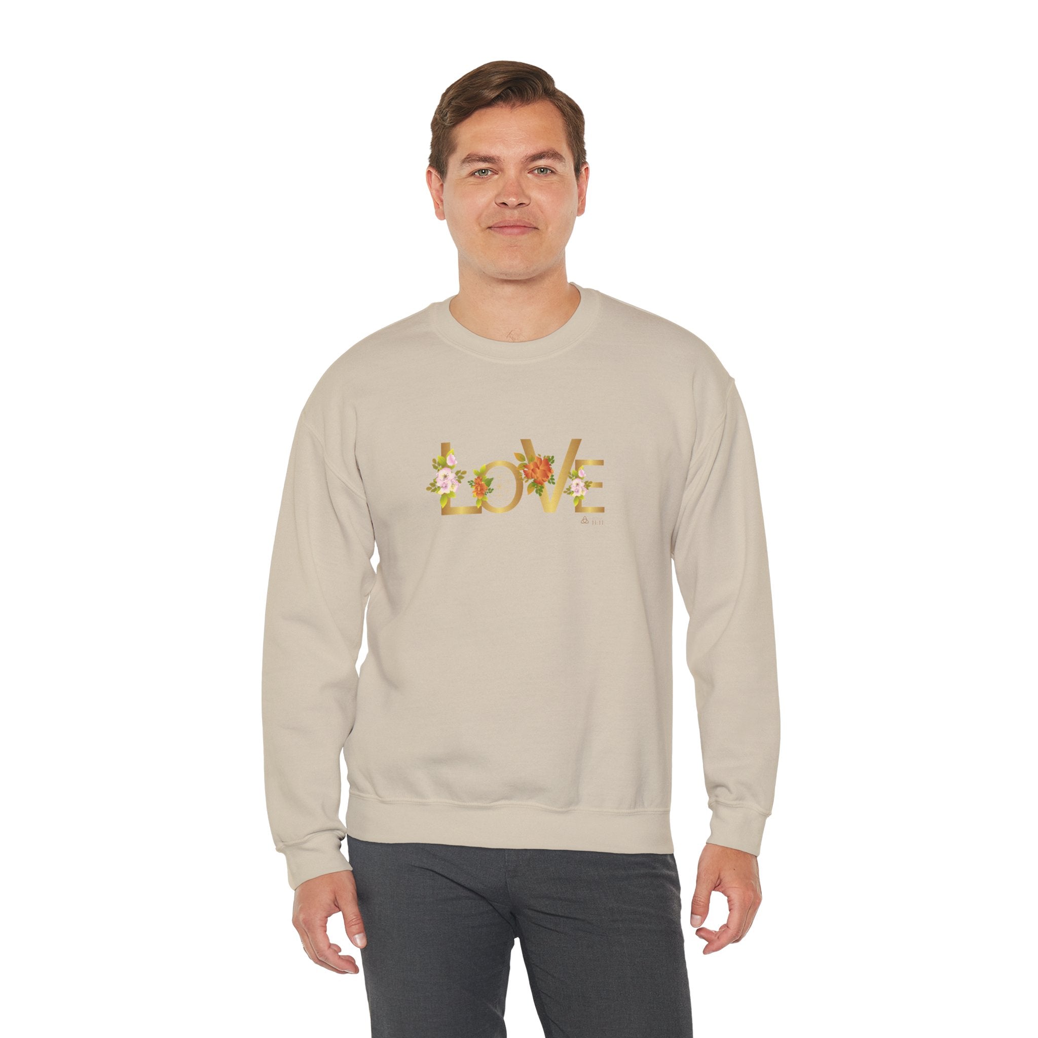 LOVE en Flor – Sudadera Unisex con Semilla de la vida