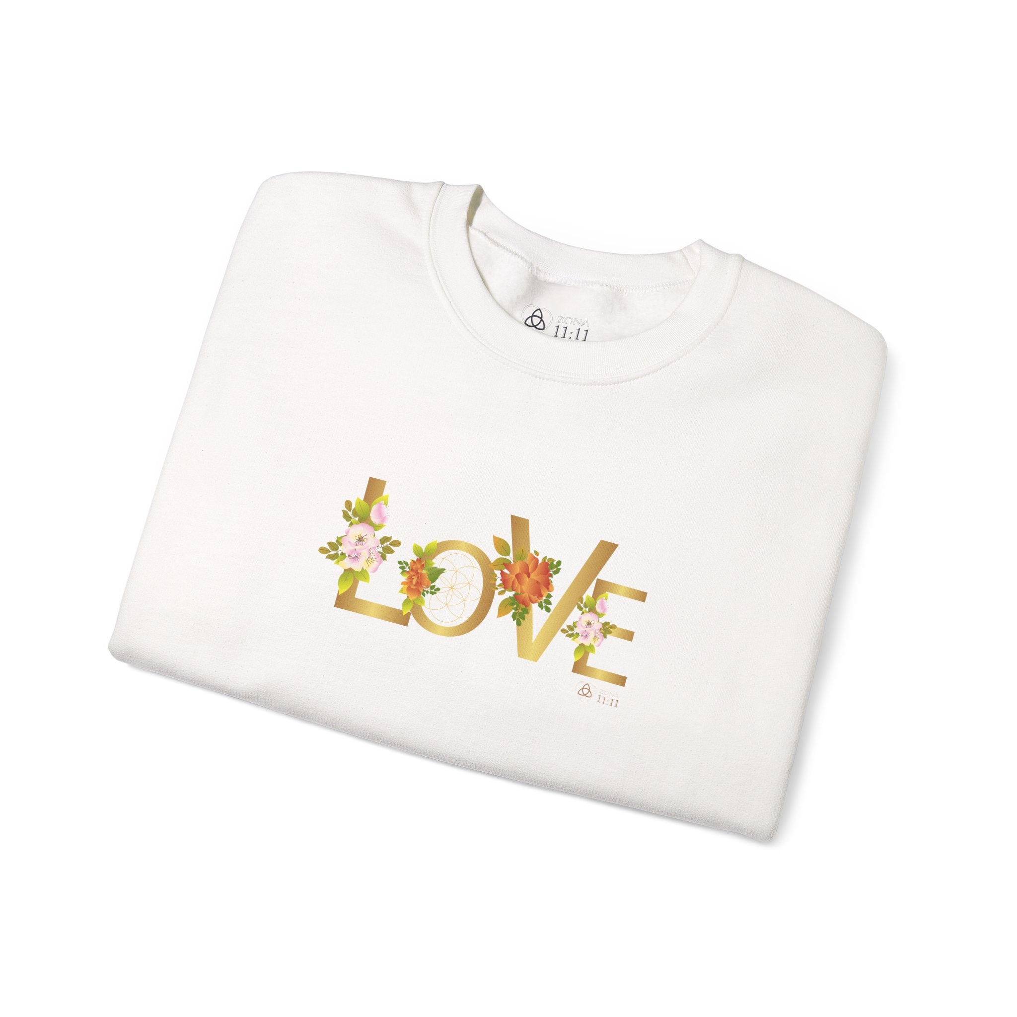 LOVE en Flor – Sudadera Unisex con Semilla de la vida