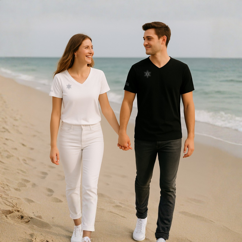 Luz de Metatrón – Camiseta Unisex Cuello V Minimalista