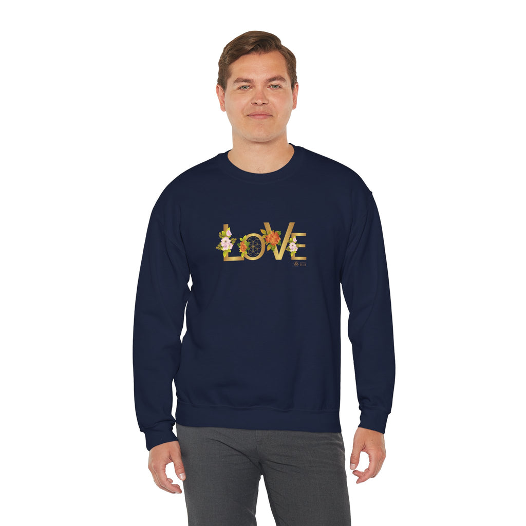 LOVE en Flor – Sudadera Unisex con Semilla de la vida