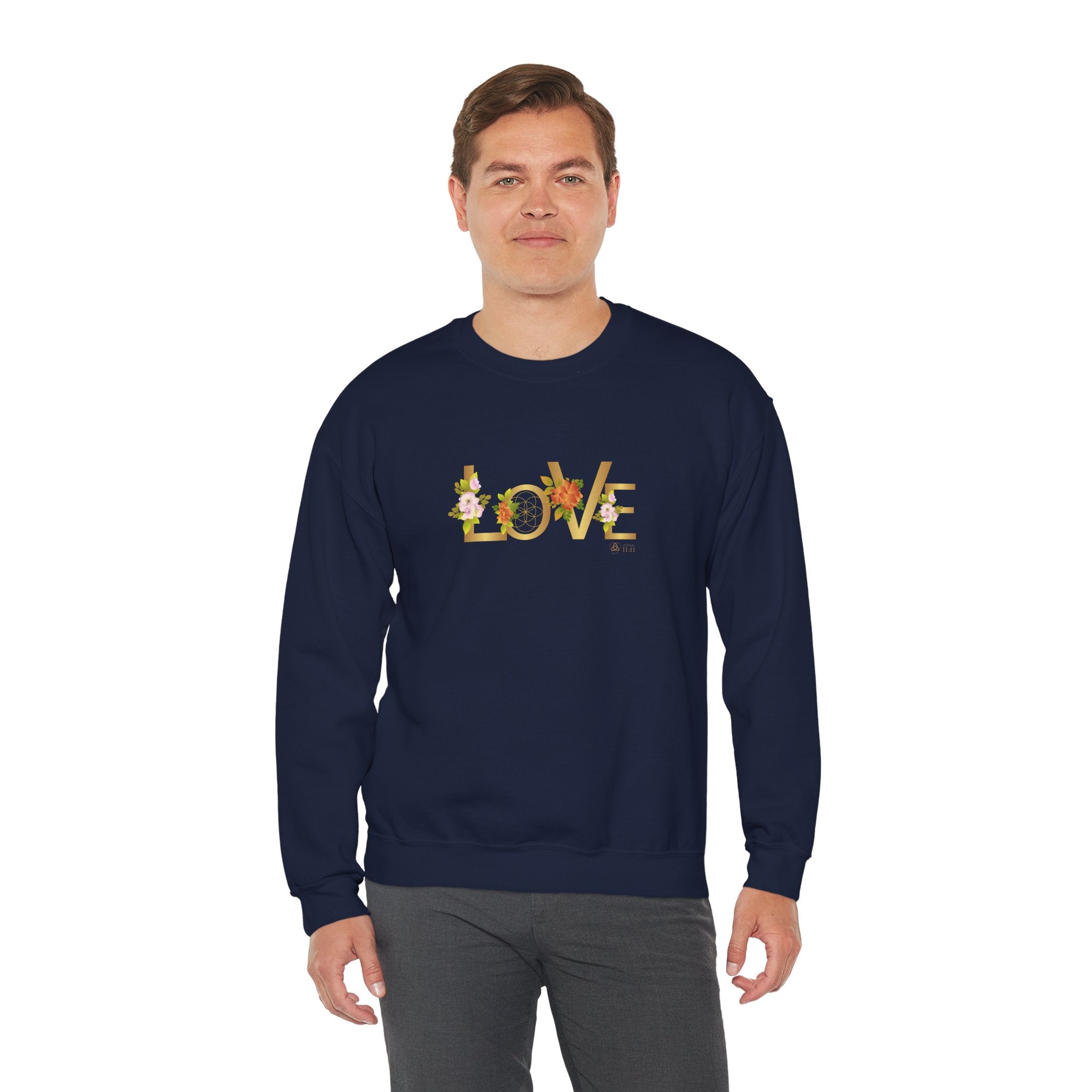 LOVE en Flor – Sudadera Unisex con Semilla de la vida