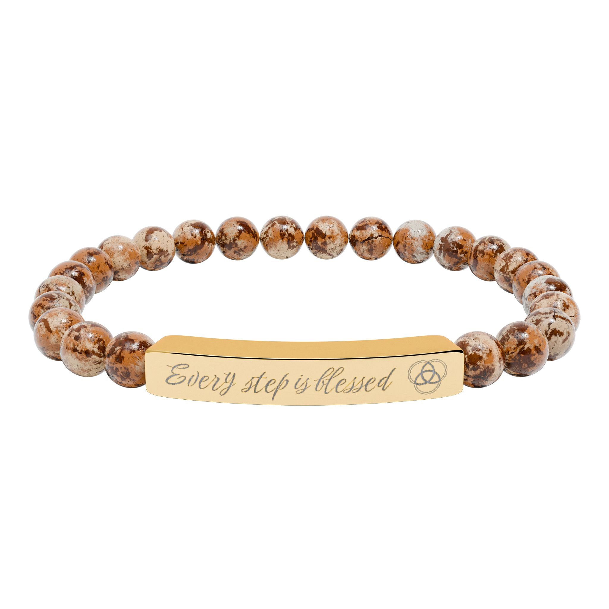 Pulseras en Piedra Natural y Barra Grabada – Every Step Is Blessed