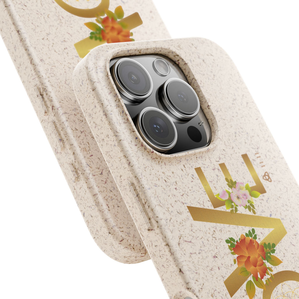 🌿 LOVE en la Naturaleza – Carcasa Biodegradable Floral