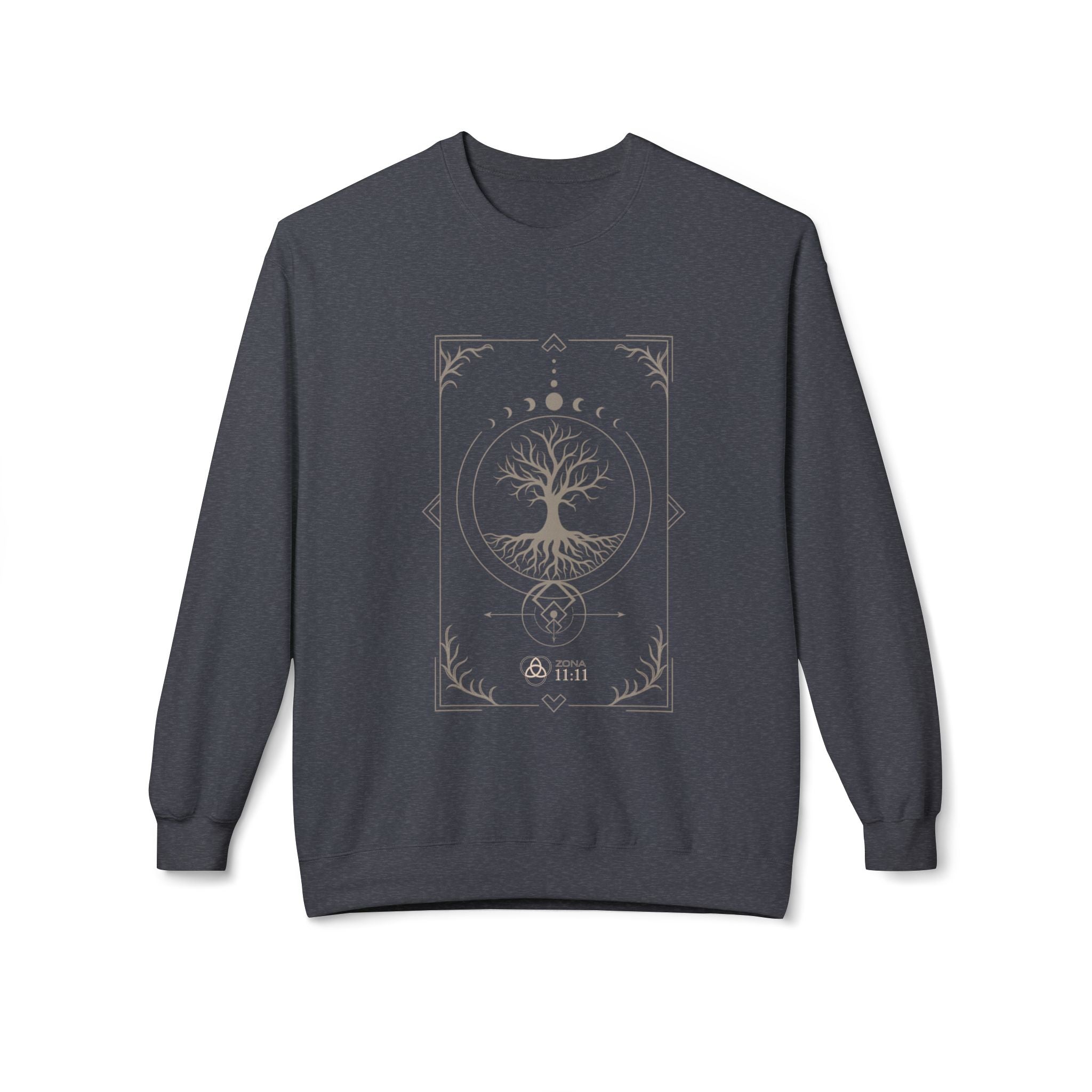 Árbol de la Vida – Sudadera Unisex con Fases Lunares y Geometría Sagrada