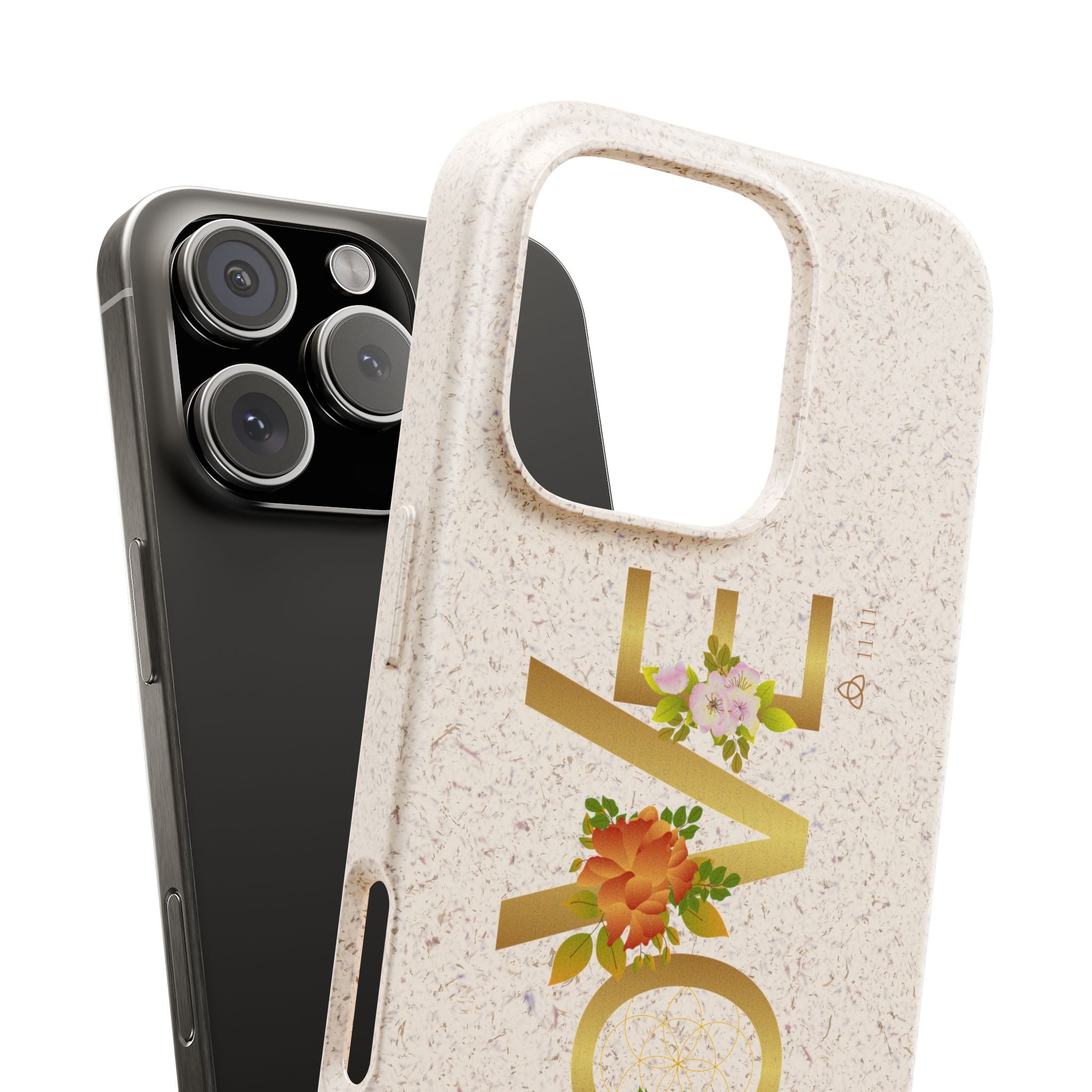 🌿 LOVE en la Naturaleza – Carcasa Biodegradable Floral