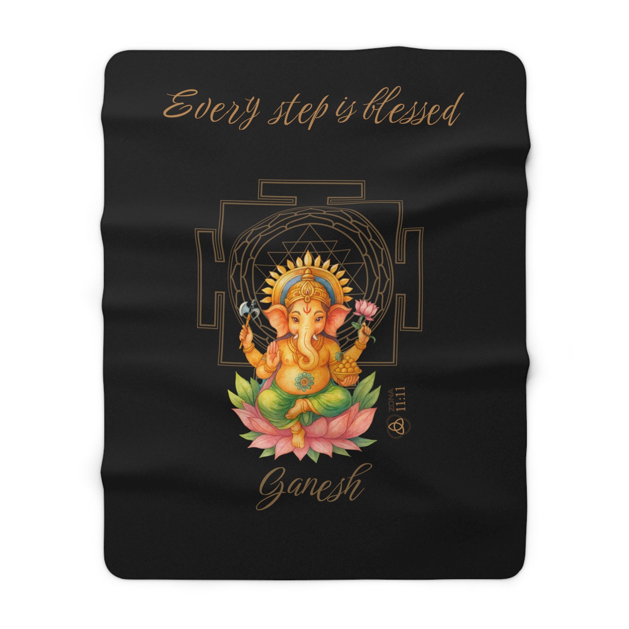 Ganesh Sagrado – Manta Sherpa Abundancia & Protección (Black)