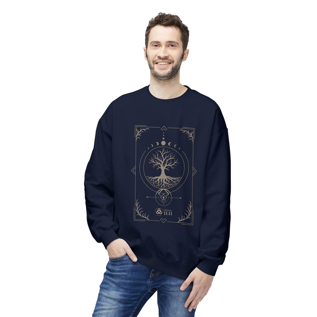 Árbol de la Vida – Sudadera Unisex con Fases Lunares y Geometría Sagrada