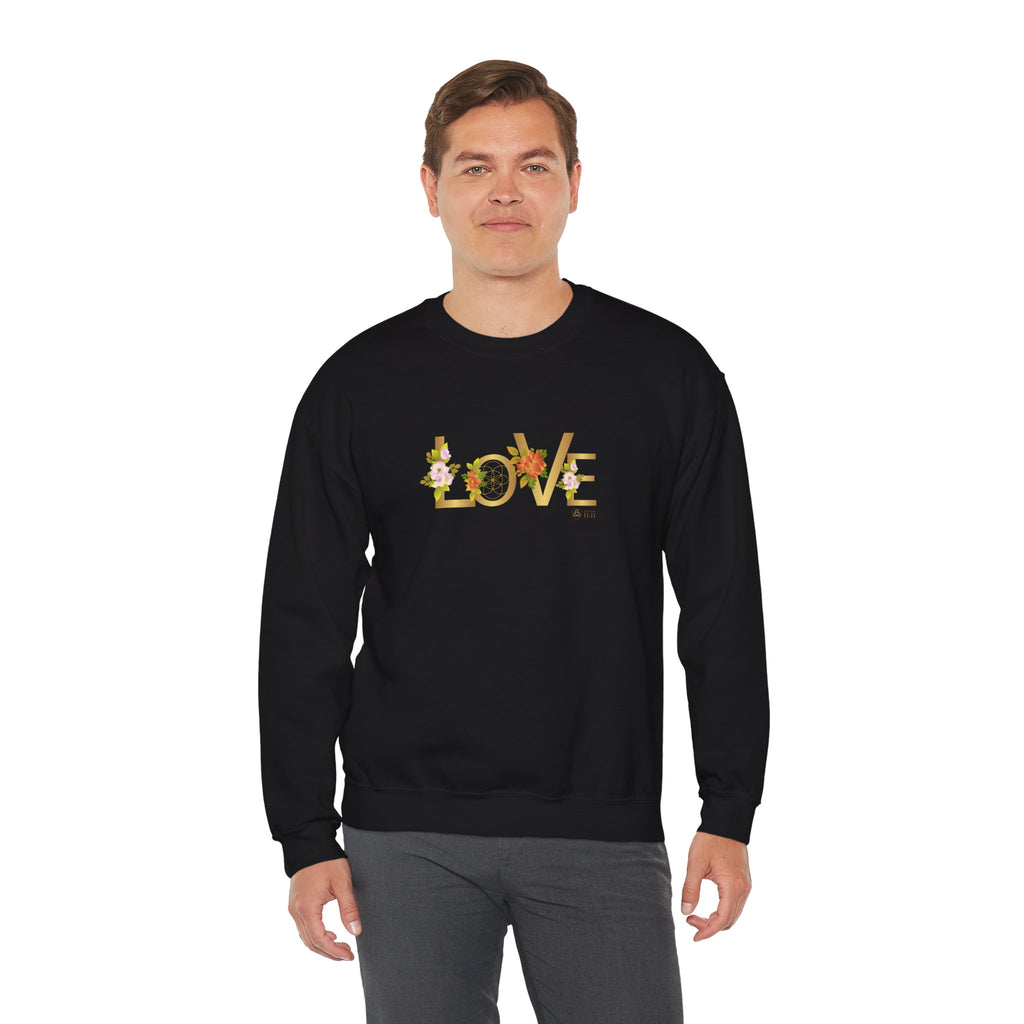LOVE en Flor – Sudadera Unisex con Semilla de la vida