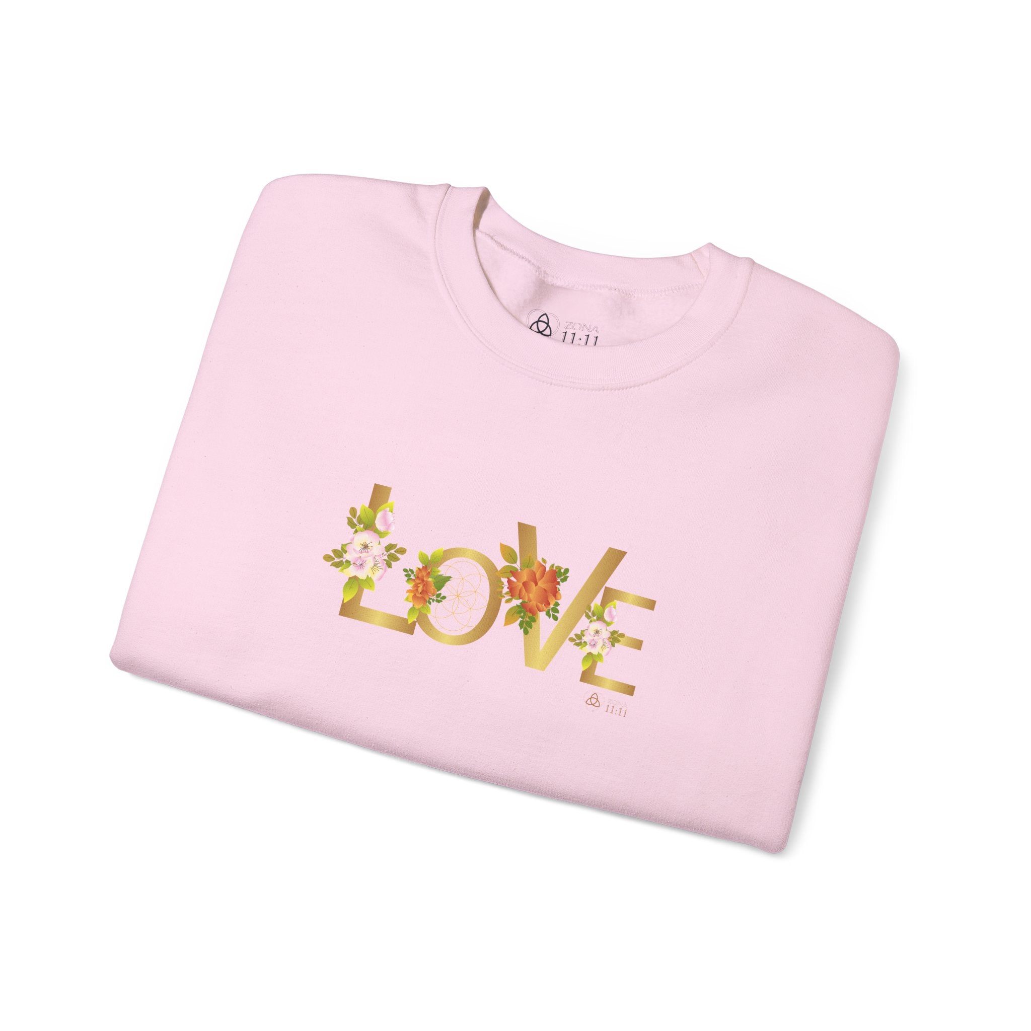 LOVE en Flor – Sudadera Unisex con Semilla de la vida (Light Pink)