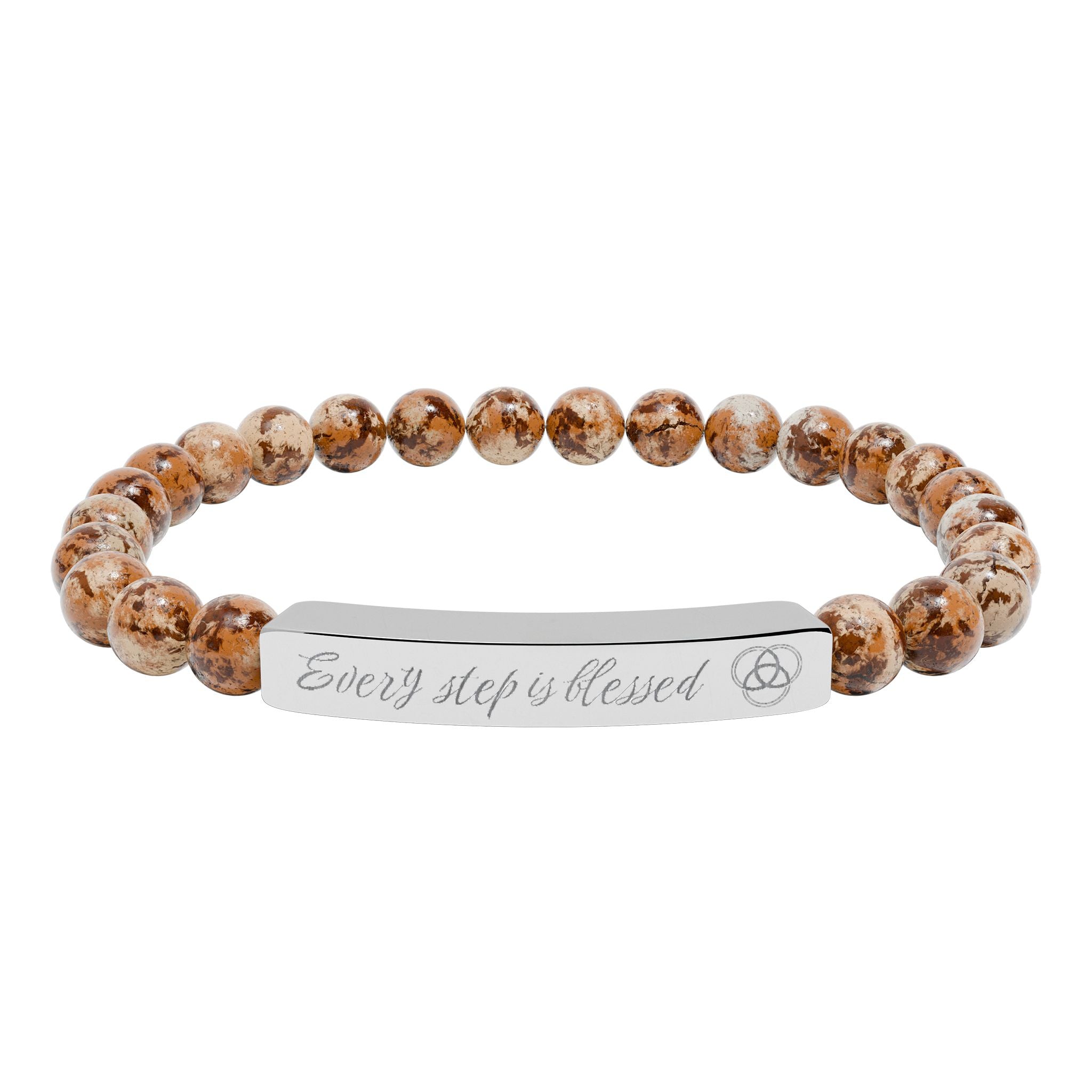 Pulseras en Piedra Natural y Barra Grabada – Every Step Is Blessed