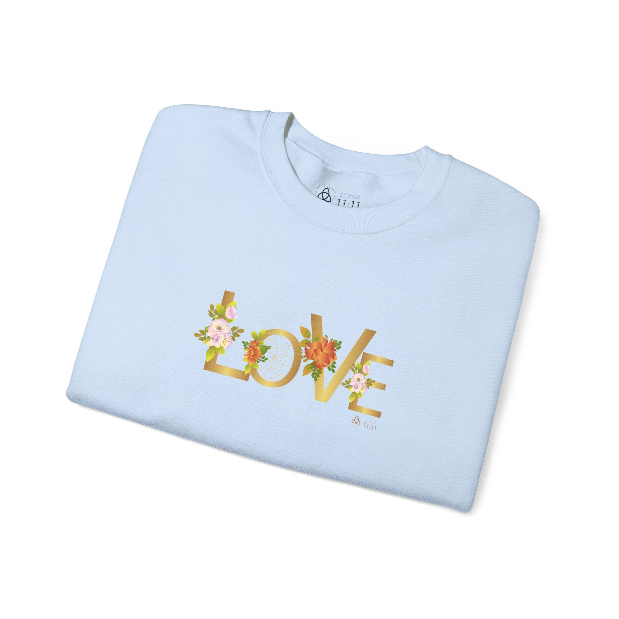 LOVE en Flor – Sudadera Unisex con Semilla de la vida