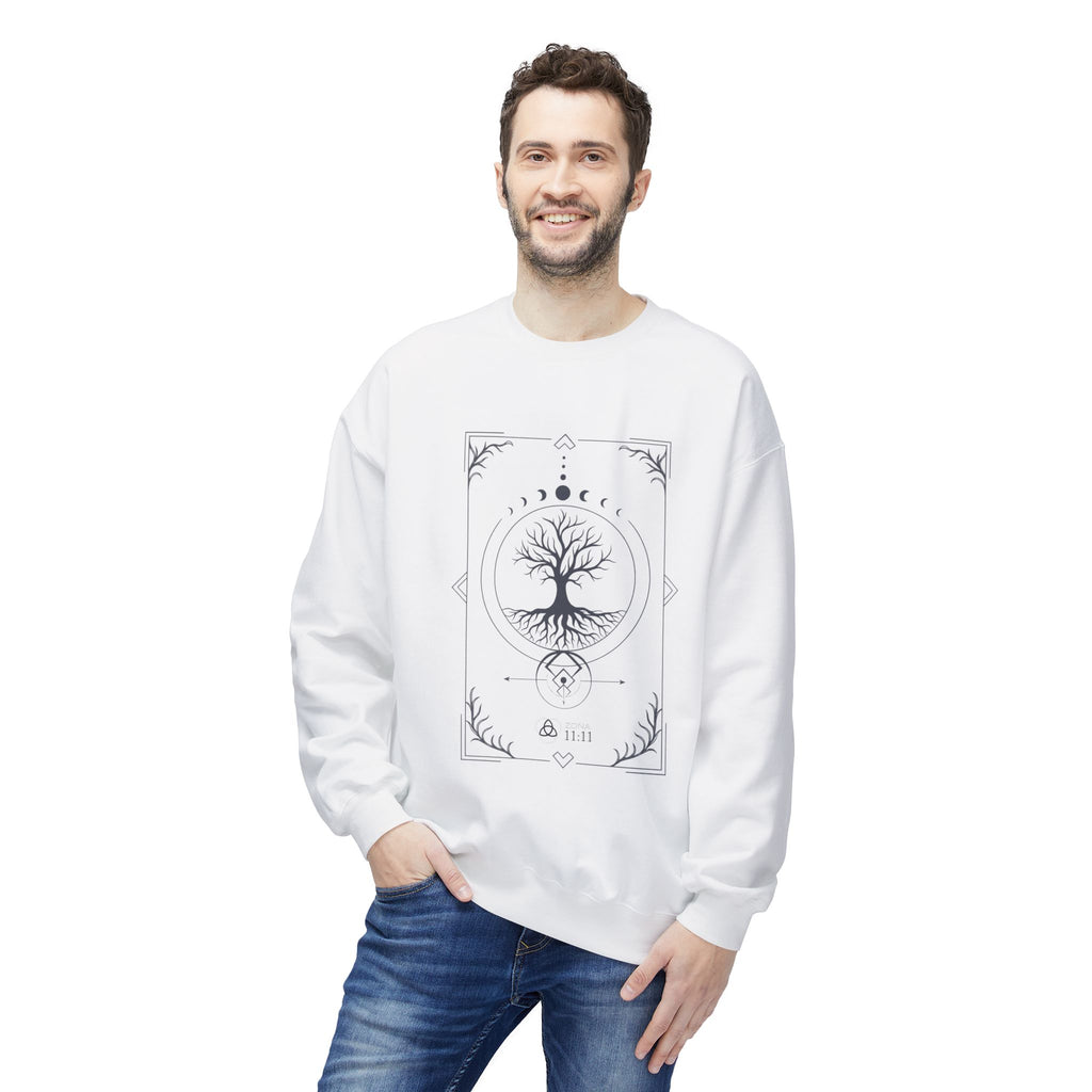Árbol de la Vida – Sudadera Unisex con Fases Lunares y Geometría Sagrada
