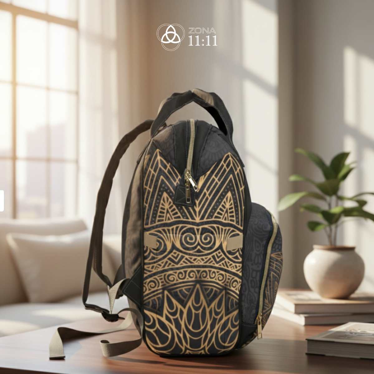 Mochila Multifuncional Mandala Dorado – ZONA 11:11