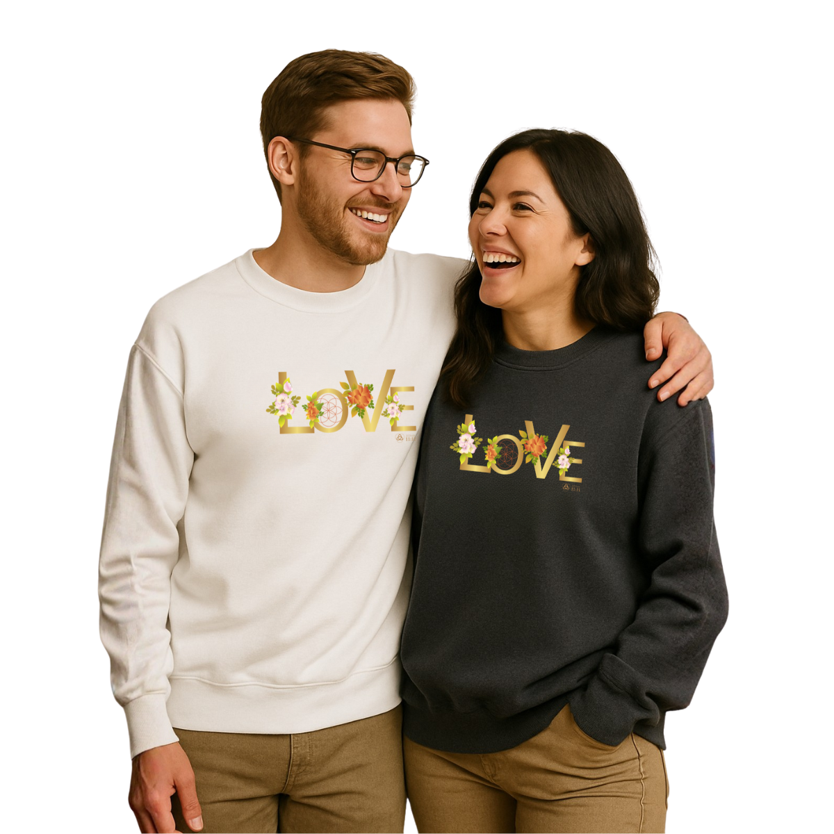 LOVE en Flor – Sudadera Unisex con Semilla de la vida (White)