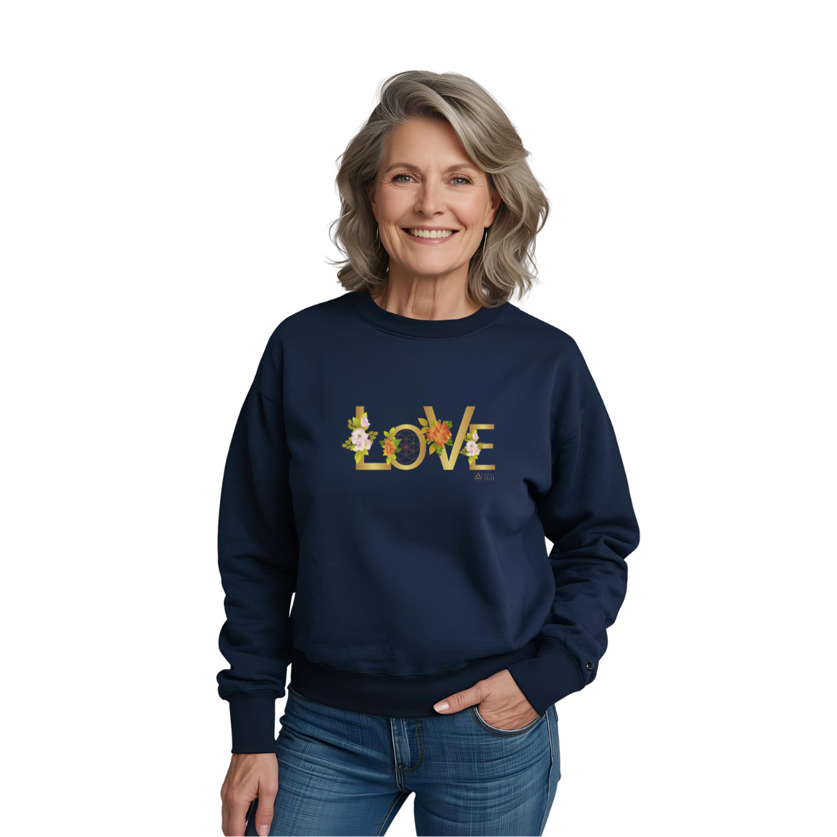 LOVE en Flor – Sudadera Unisex con Semilla de la vida